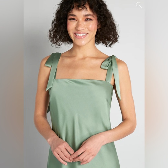 Hutch Mint Green Satin Slip Bow Shoulder Tie Midi Dress Formal Wedding Size 8 - Picture 3 of 9